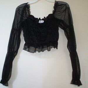 Topshop Sheer Black Croptop - Size 4